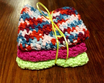 cotton dishcloths - washcloths - gift - bridal shower gift - housewarming gift - free shipping - set of washcloths - mother's day gift