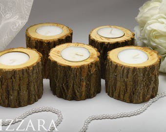 Wedding Decoration Wood 5 Candle holders Tree Branch Candle Holders rustic candle Wood Rustic Home Decor Candle Holder wedding decor rustic