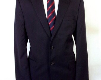 euc Ralph Lauren Navy Blue 100% Wool Men's Blazer Sportcoat sz 42 L