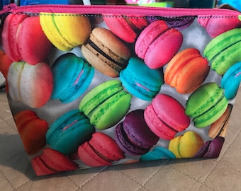 Macaroon with Blue Glitter Vinyl wristlet - ready to ship