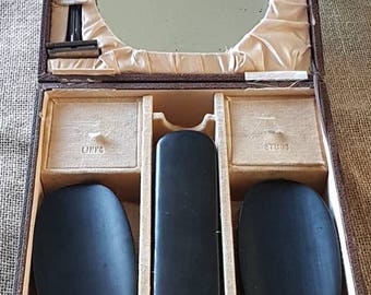 Antique Men s Grooming Set in Real Ebony- 7 Pieces- Made in England!