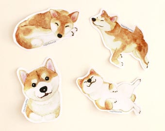 Shiba Inu Dog Luggage Stickers/ Vinyl Sticker/ Planner Window Laptop Cell Phones Books Folders Windows Cups Bottles Sticker/ Traveller Label