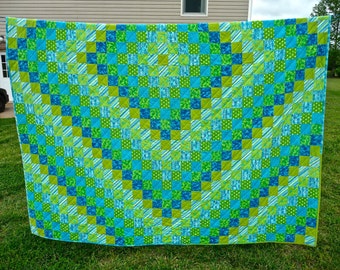 Sunshine & Shadow Queen Size Quilt, 78" x 95", Made to Order