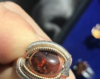 Mexican fire opal ring size 5