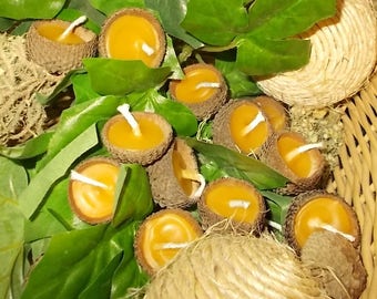 30 Floating Acorn Cap Candles Beeswax Woodland Southern Weddings Parties Occasions