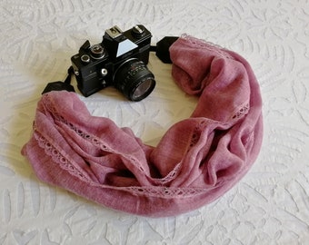 Scarf camera strap Fabric camera strap Cotton lace camera strap DSRL camera strap Canon camera strap Camera accessory Camera scarf strap
