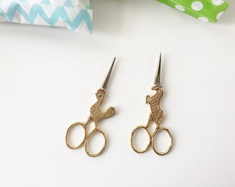 Unicorn / Chick Gold Antique Scissors Embroidery Scissors