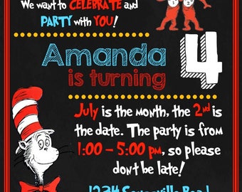 Birthday Invitations - Dr. Seuss - The Cat in the Hat