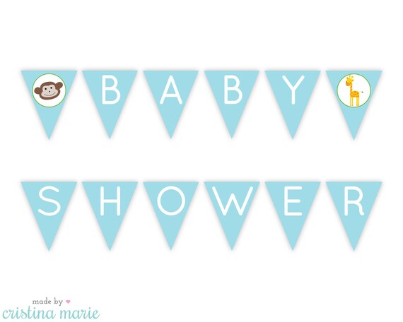 instant download jungle baby shower printable pennant banner baby shower pennant banner template