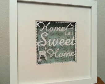 Papercutting template home sweet home with key template