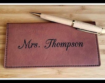 Checkbook Cover, Personalized Vegan Leather, Faux, Custom Checkbook Wallet, Check Book Pocket Book, Check Book Cover, Gift For Her, Him