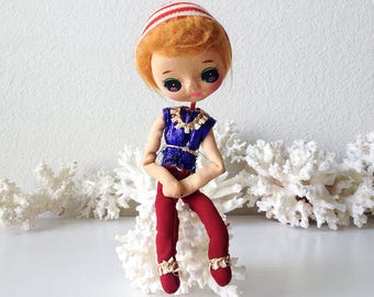Vintage pose doll retro big eye stockinette wire figure retro Japan gypsy boy doll