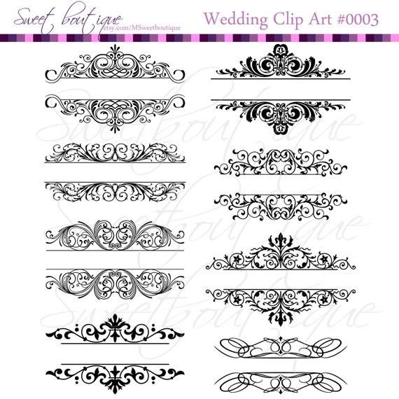 Vintage Calligraphy Clip Art Clipart DIY Wedding Invitation