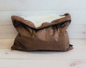 Handmade in uk Pet Snuggle sack sleeping bag Pouch bag Cosy Cave bedding