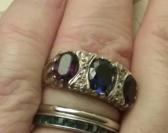 Victorian Era Sapphire and Ruby Paste Ring