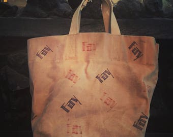 Vintage Khaki Canvas Fay Tote Bag