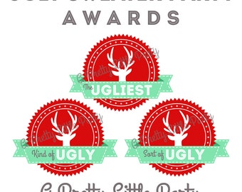 Ugly Sweater Party Awards - Tacky Sweater Awards - INSTANT DOWNLOAD
