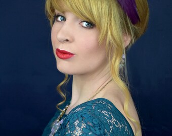 Feather Headband in Plum | Purple Feather Headband | Feather Fascinator | Feather Headpiece | Bridal Headpiece | Bridal Headband