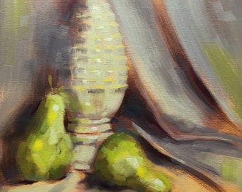 Still Life with Pears | 12″ x 12″ | Oil on Canvas | Painting | Artwork