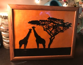 Giraffe Silhouette Painting