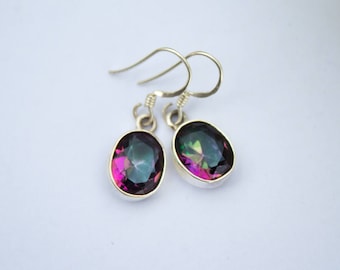 Handmade Sterling Silver Mystic Topaz Earrings, Topaz Jewelry, Gift for her, Healing crystals
