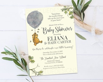 Winnie the Pooh Baby Shower Invitation, Classic Winnie the Pooh Baby Shower Invitation, Gender Neutral Baby Shower Invitation Printable