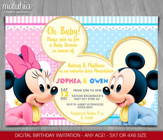 Mickey And Minnie Mouse Baby Shower Invitations 1