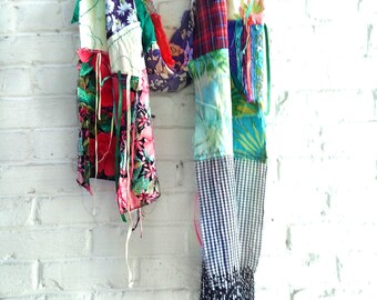 Bohemian scarf extra long scarf patchwork scarf hobo hippie scarf altered couture refashioned clothing boho gift
