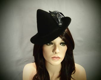 Black Wool Mini Witch Hat