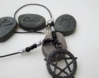 Necklace with pentagram, handmade, gothic