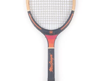 Vintage Wooden Tennis Racquet / Black MacGregor Tennis Racket / Antique Wood Tennis Racket Antique Tennis Racket Sports Decor