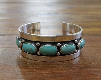 Turquoise Sterling Silver Cuff Bracelet by Jose Campos