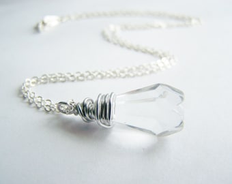 Polar Ice - Crystal Clear Glass Necklace - FREE shipping WAI - affordable quality jewelry - bridesmaid - beach weddings sale - Autumn