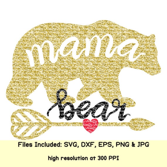 Mama Bear svg arrow svg Heart love Mothers day cheer mom life