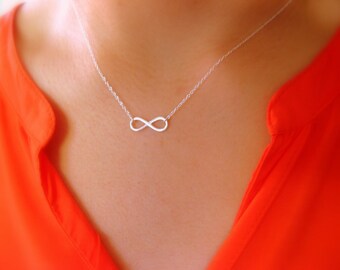 Dainty Infinity Necklace - Little Sterling Silver Necklace with sterling silver Infinity connector - infinity necklace - charm necklace