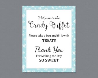 Candy Buffet Sign, Printable Candy Bar Sign, Winter Snowflakes Wedding Table Sign, Grab a Treat Sign, Baby Shower, Bridal Shower Decor, A026