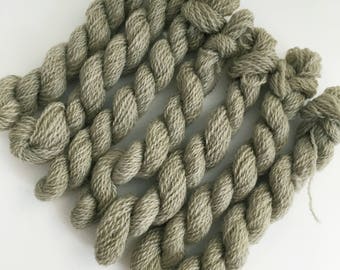 Hand dyed embroidery yarn | plant dyed | sage green | embroidery wool | wool | laceweight knitting | cross stitch | tapestry | weaving