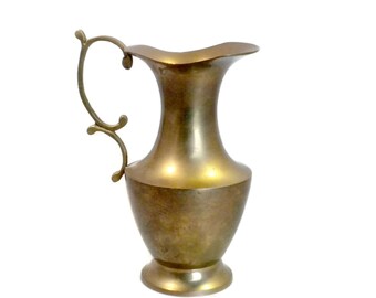 Brass Pitcher Vase - 6.75 inches, Brass Pitcher, Brass Vase, Decorative Pitcher, Pitcher For Flowers, Brass Flower Vase, Flower Pitcher