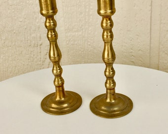 Vintage Brass Candlesticks, Set of Two Brass Candle Holders