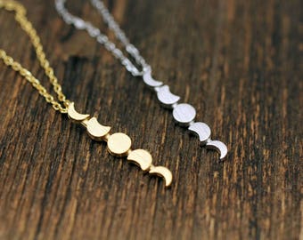 Moon Phases Necklace ,Crescent Moon Necklace, Celestial Jewelry, Full moon necklace