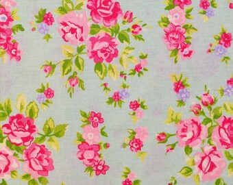 Rose Florals on Green Fabric