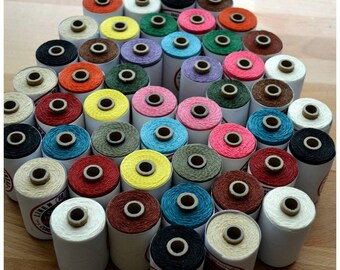 50 m Book Binding Crawford's Irish Waxed linen Thread - Choose a 10 color set (50 meters / 54.68 yards)