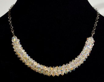 Jewelry Necklace Swarovsky crystals AB Wedding jewelry Simple white necklace Delicate elegant necklace