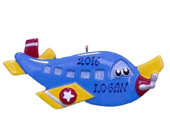 Airplane Personalized Christmas Ornament, Airplane Ornament,Personalized,Airplane, Jet, Cute Plane, Cartoon Plane