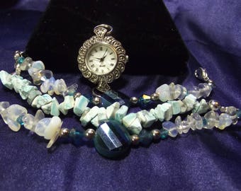 Woman's Quartz Watch with 3 Beaded Bands **Opals** B100- B103