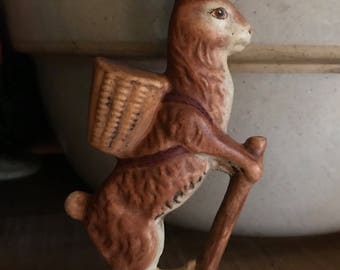 Primitive chalk ware Sunflower Rabbit