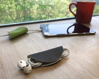 Cord Taco, Travel Accessories and Organizer, Earbud Holder, Cable Organizer, Faux Leather Taco, Magnetic Cord Organizer, Cord Management