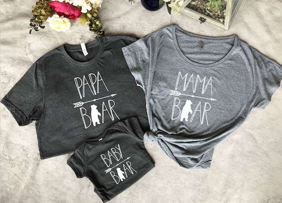 Papa Bear Mama Bear Baby Bear matching t shirts