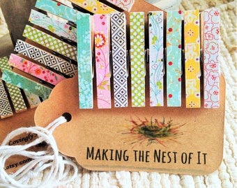 Clothespin Magnet Clips, Set of 8 Sweetly Patterned Mini Clips