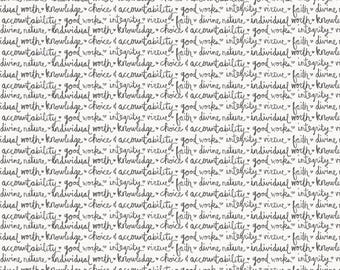 Riley Blake Fabrics "Heart & Soul" by Deena Rutter-One Yard Cut -Text fabric, writing fabric, script fabric, newsprint fabric